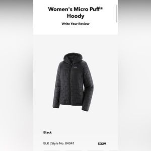 Patagonia micro puff hoody in black.